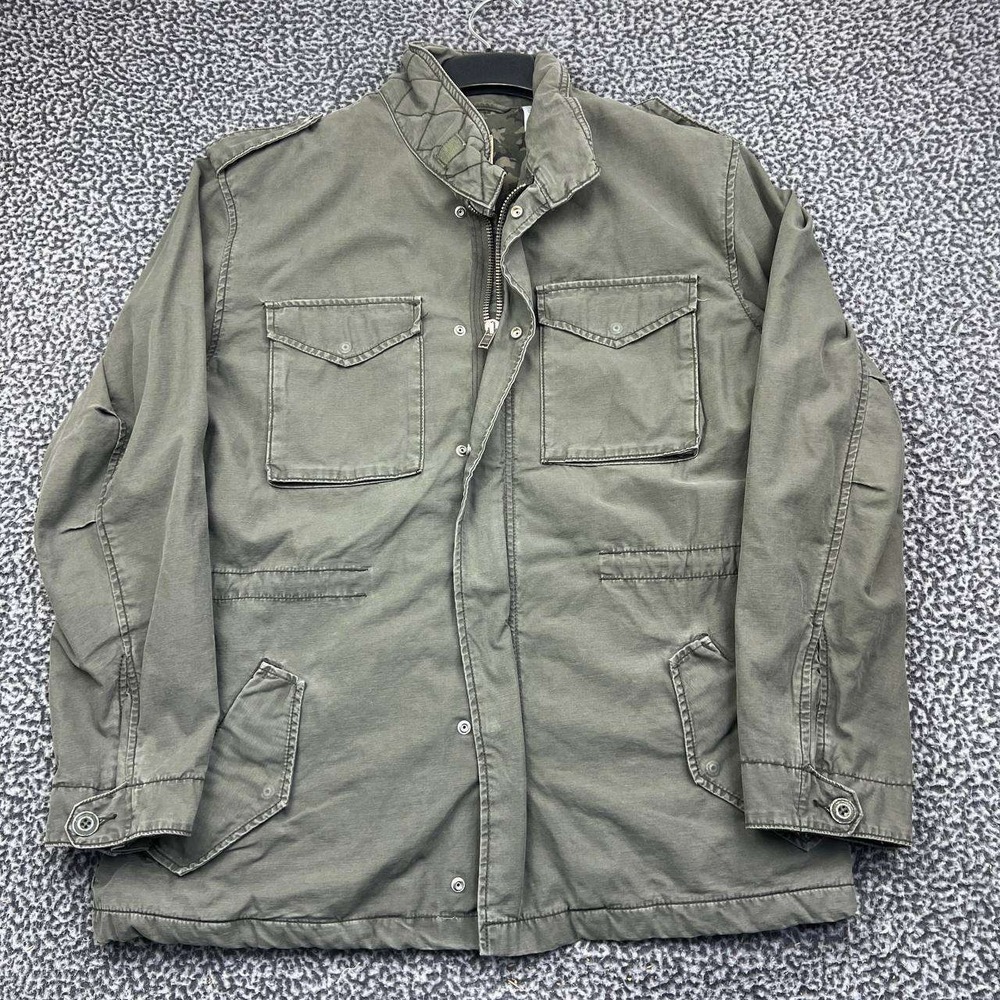 Levis Military Field Jacket Men XL Green Camo Lined Long Sleeve Cotton
